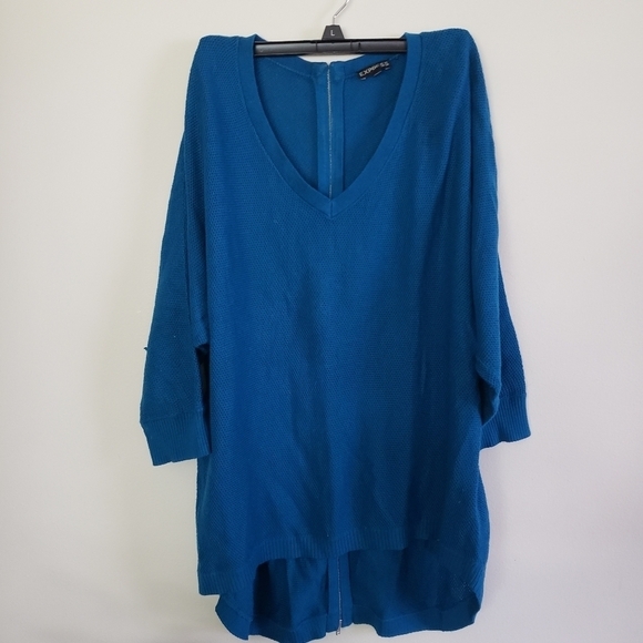 Express brand high low hem sweater, zipper back. Sz S - Picture 4 of 8